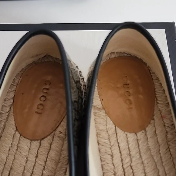GUCCI PILAR ESPADRILLES BEIGE GOLD BEES - Picture 5 of 10